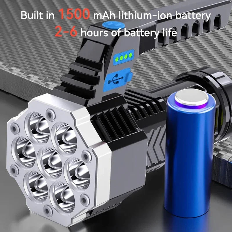 7 LED And COB Portable Flashlight