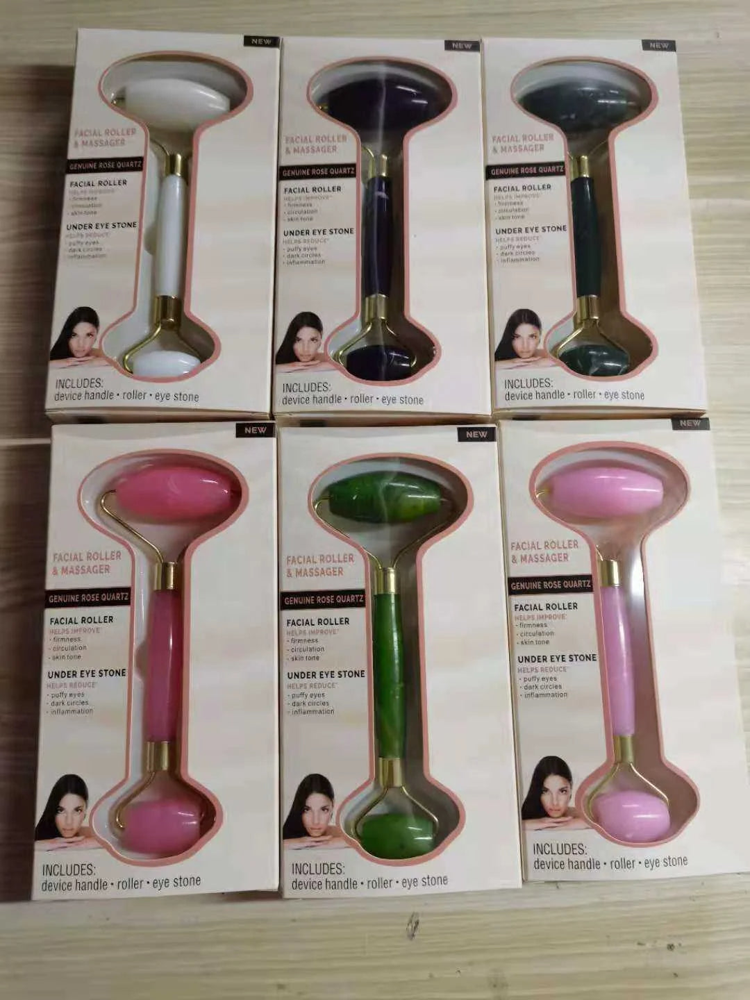 Jade Roller Double-Headed Facial Massager