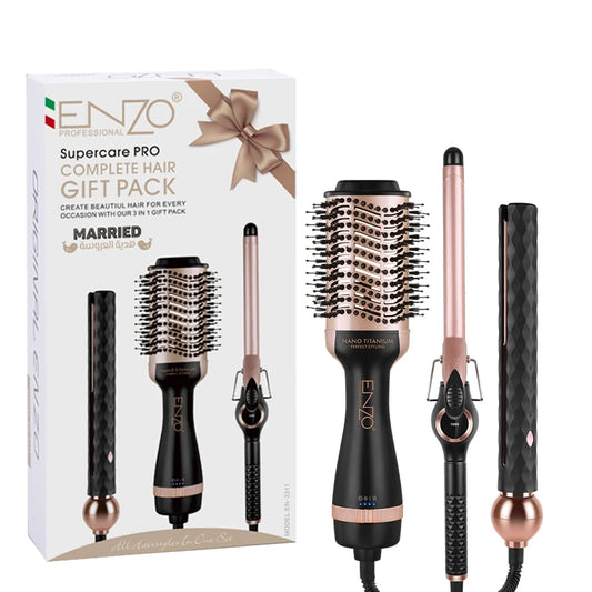 ENZO EN-3311 3-in-1 Hot Air Brush Hair Dryer Styler – Electric Hair Brush & Hot Comb