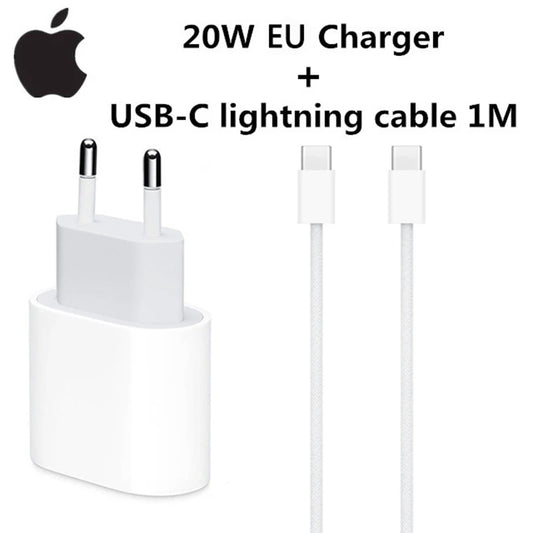 Apple iPhone 12 Pro Max 20W USB-C Power Adapter + USB-C to Lightning Cable