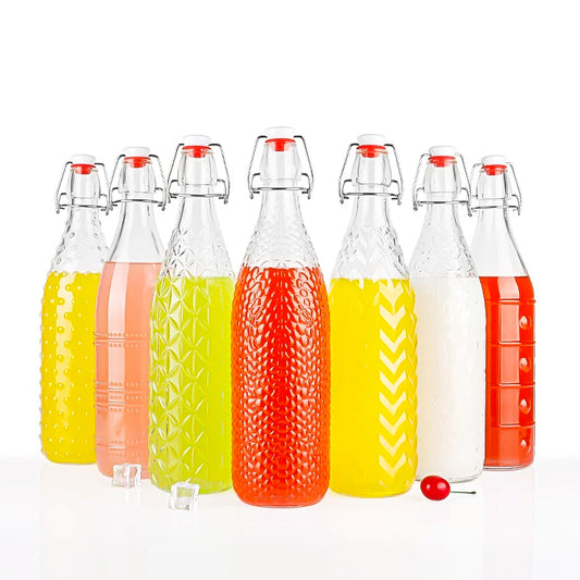 1000ml Clear Glass Beverage Bottle with Swing Top