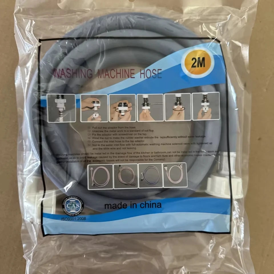 Washing Machine Inlet & Drain Hose – 2M Universal Replacement Pipe