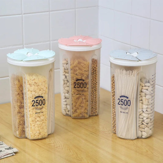 Airtight BPA-Free Food Storage Container - Plastic Cereal Dispenser with Lids & Compartments for Kitchen Organization