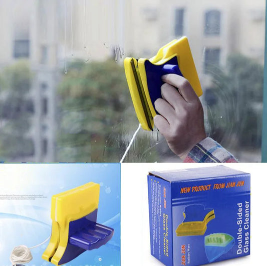 Magnetic Window Cleaner - Double-Sided Glass Wiper with Brush