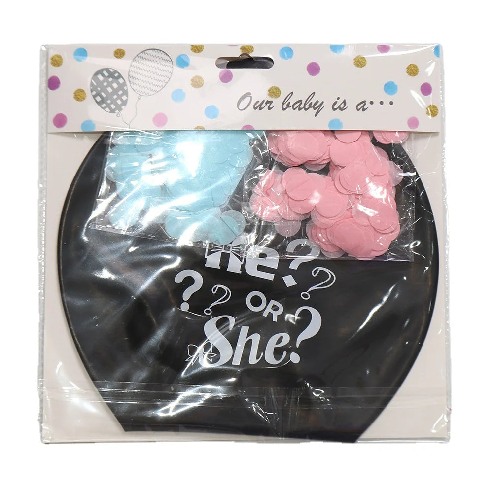 "Boy or Girl?" Black Confetti Balloon – Gender Reveal Party Decoration for Baby Showers