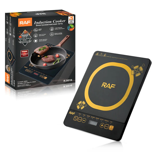 RAF 2000W Electric Induction Cooker – Single Burner with LED Display & Micro Crystal Plate