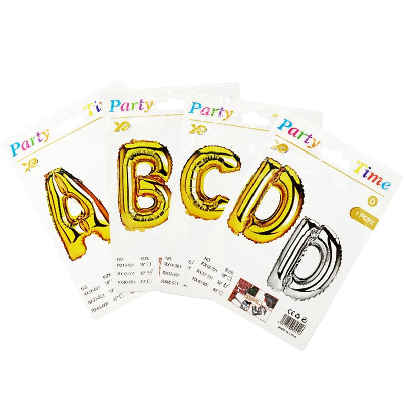 Letter Foil Balloons – A–Z Alphabet Balloons with Card Packaging for Birthday & Party Decorations