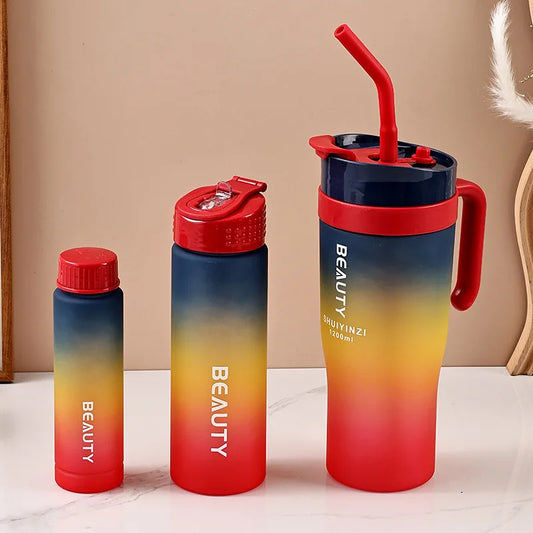 3pcs/Set 40oz Matte Juice Tumbler - BPA-Free with Lid & Straw