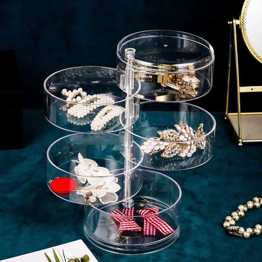 Creative Rotatable Clear Plastic Jewelry Box – Multi-Function Jewelry Storage Container