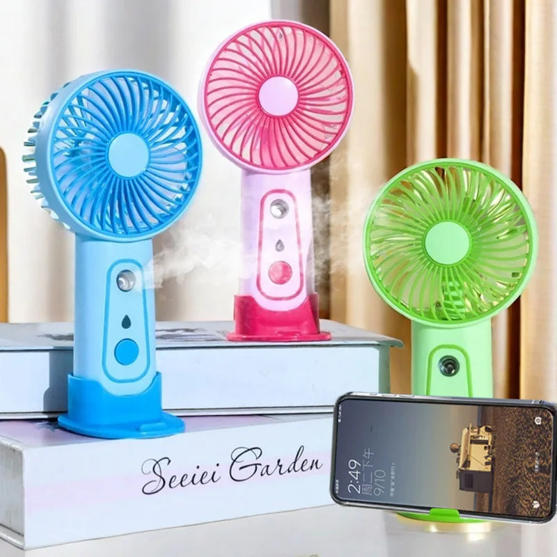 USB Rechargeable Handheld Mini Fan – Portable Spray Mist Fan for Home, Office & Travel