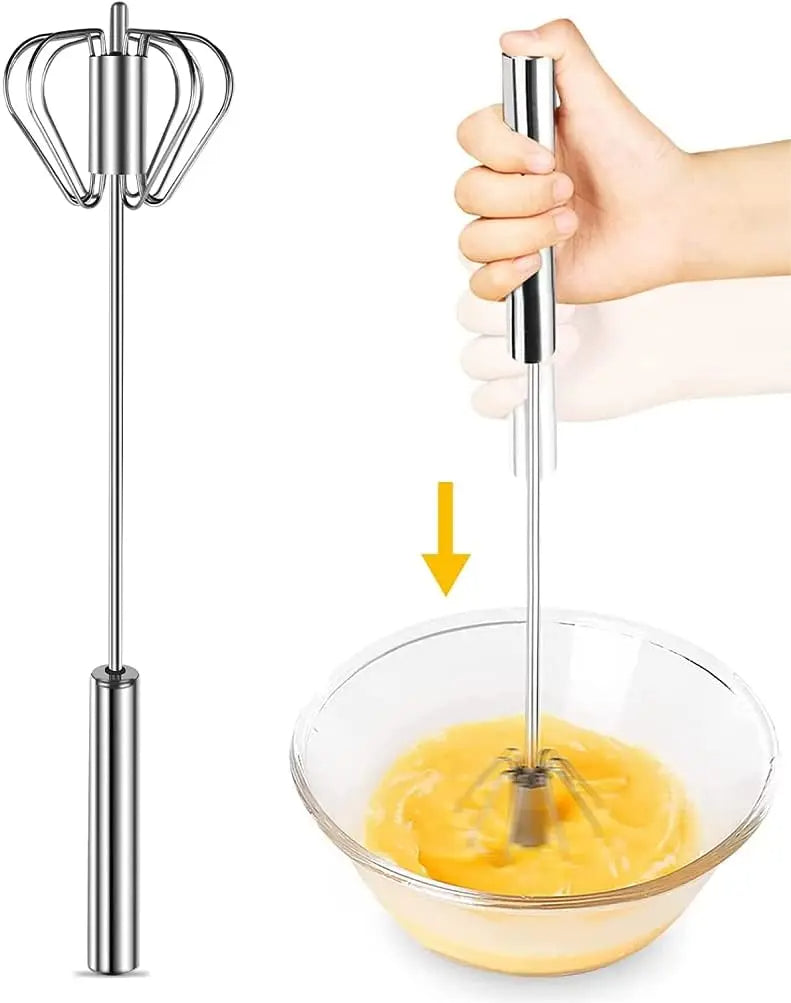 Stainless Steel Semi-Automatic Egg Whisk Hand Push Rotary Blender