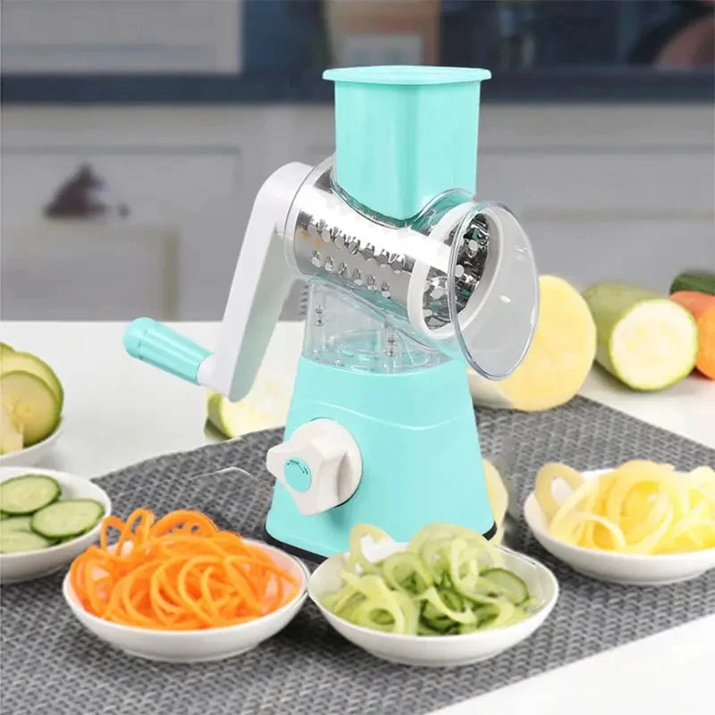Manual Vegetable Cutter & Grater – Hand Crank