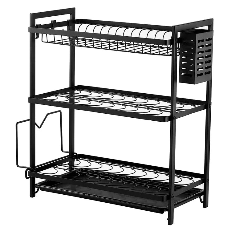 Customizable Black And Gold Iron 2-3 Tier Dish Rack