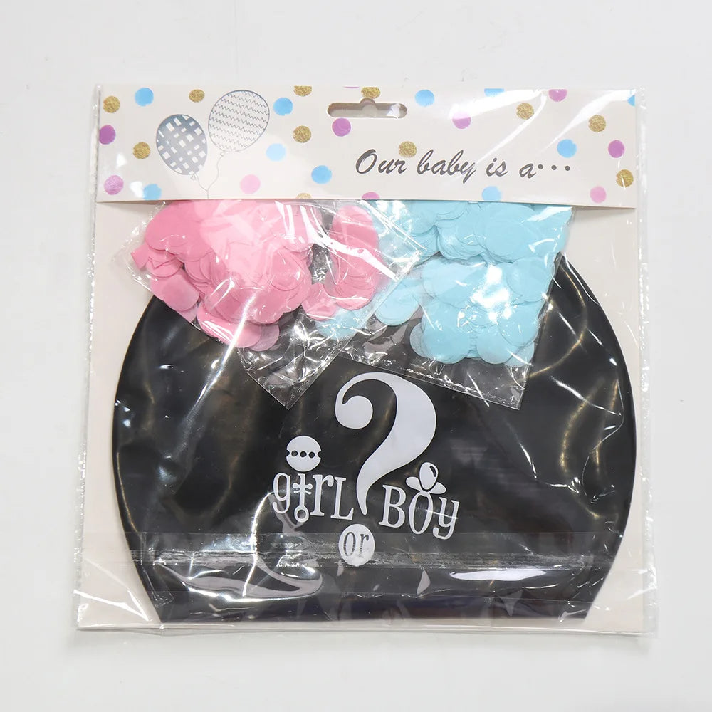 "Boy or Girl?" Black Confetti Balloon – Gender Reveal Party Decoration for Baby Showers