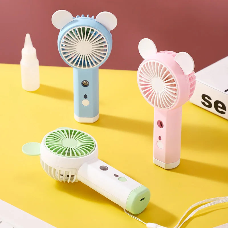 USB Rechargeable Handheld Mini Fan – Portable Spray Mist Fan for Home, Office & Travel