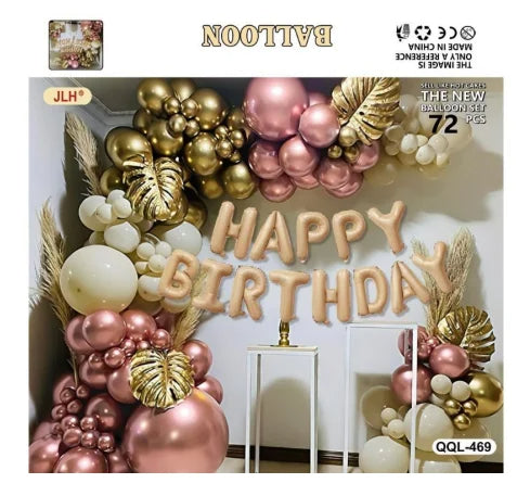 Happy Birthday Balloon Chain – Party Decoration Set for Festive Celebrations