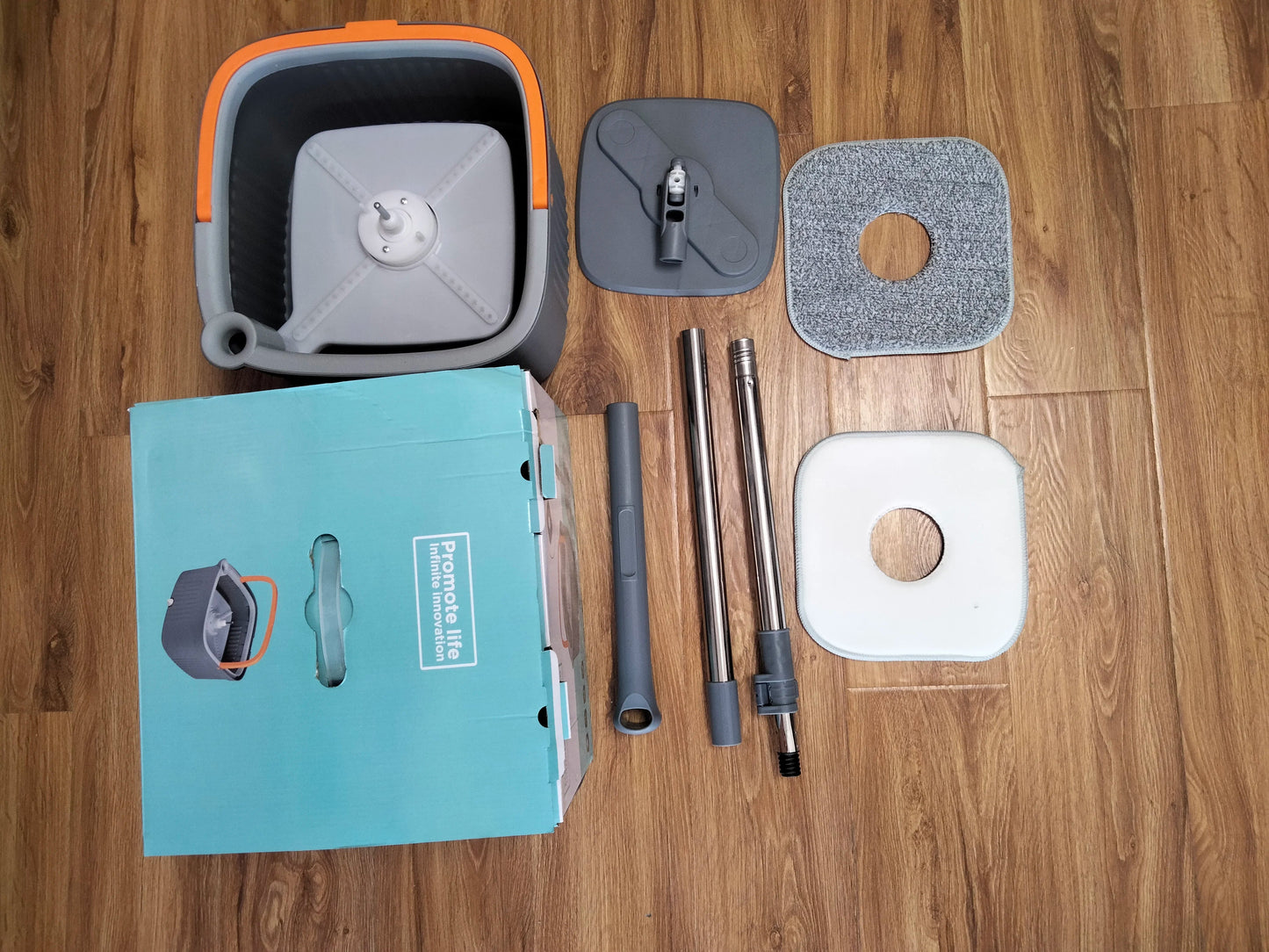 360 Degree Rotating Magic Flat Mop - Grey