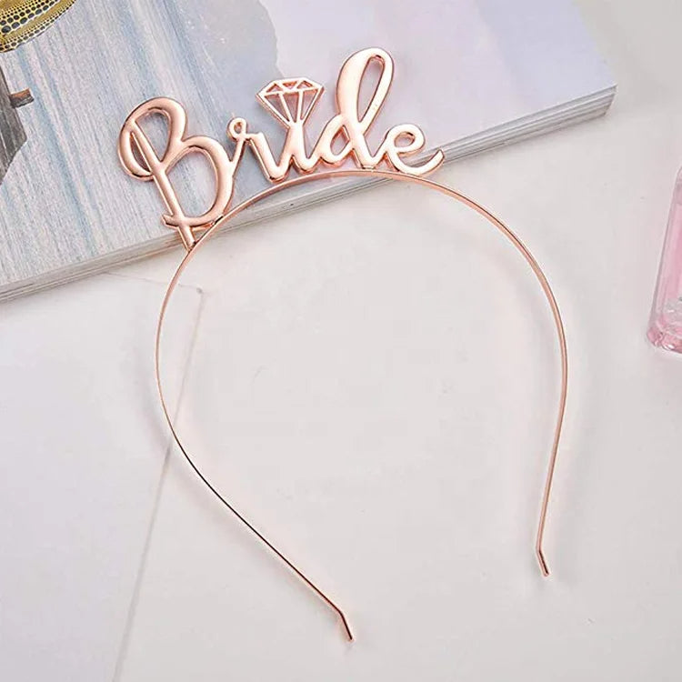 Rose Gold Bride Headband & "Bride to Be" Sash Set – Bachelorette Party Decoration Kit