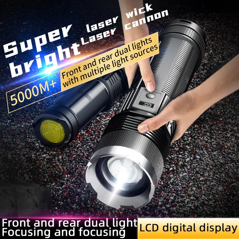 Zoomable Waterproof Long-Range Diving Rechargeable Laser LED Flashlight