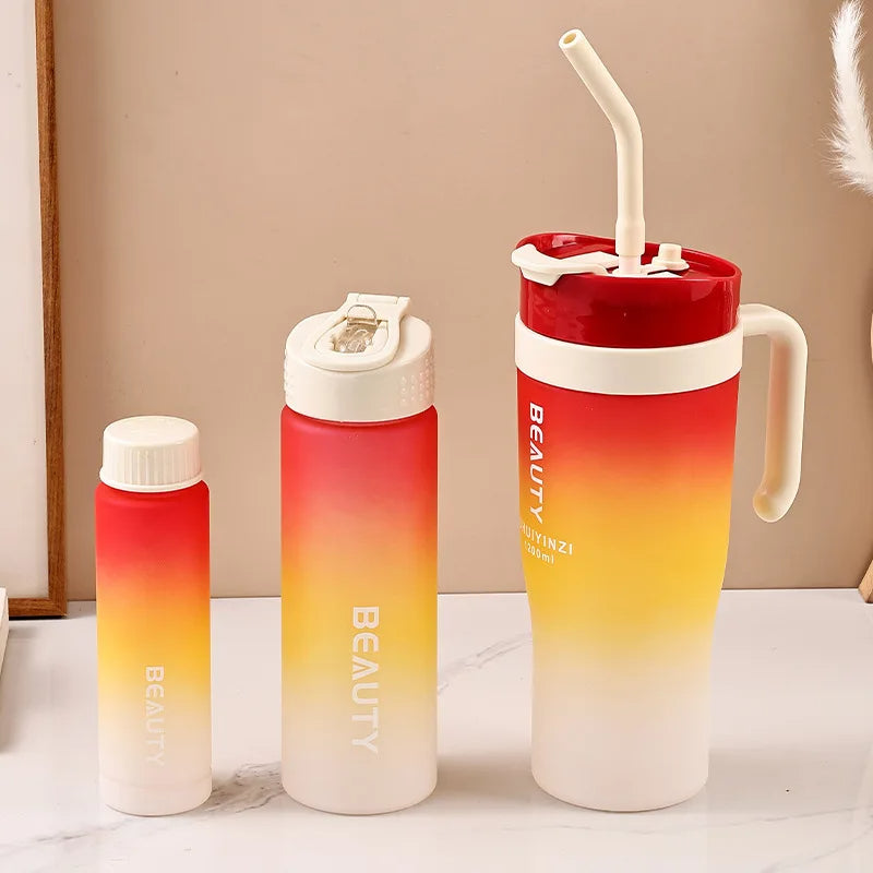 3pcs/Set 40oz Matte Juice Tumbler - BPA-Free with Lid & Straw