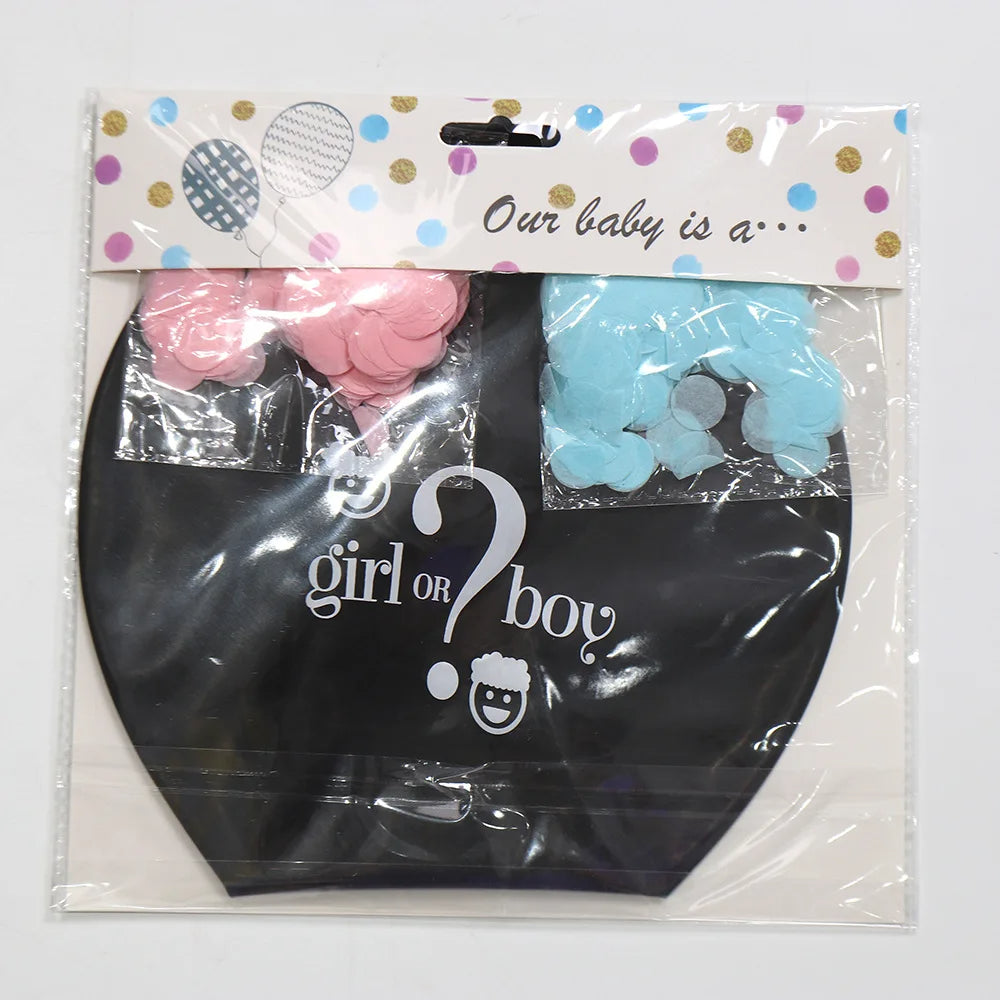 "Boy or Girl?" Black Confetti Balloon – Gender Reveal Party Decoration for Baby Showers