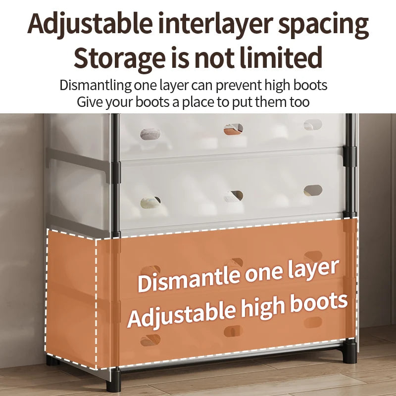 5-Tier Shoe & Coat Rack with Dustproof Cover – Shoe Organizer with Hooks for Entryway & Closet