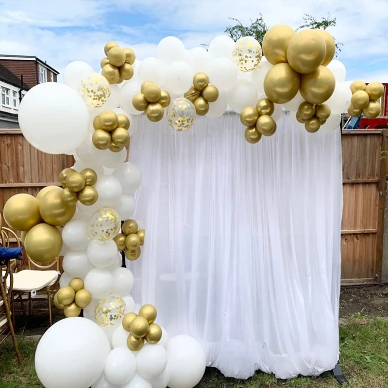 TLX White & Gold Balloon Garland Kit – Arch Decoration for Weddings, Baby Showers & Birthdays