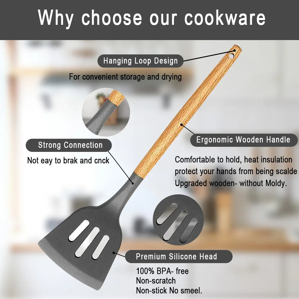 11 Pieces Non-Stick Silicone Kitchen Utensil Set