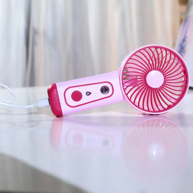USB Rechargeable Handheld Mini Fan – Portable Spray Mist Fan for Home, Office & Travel