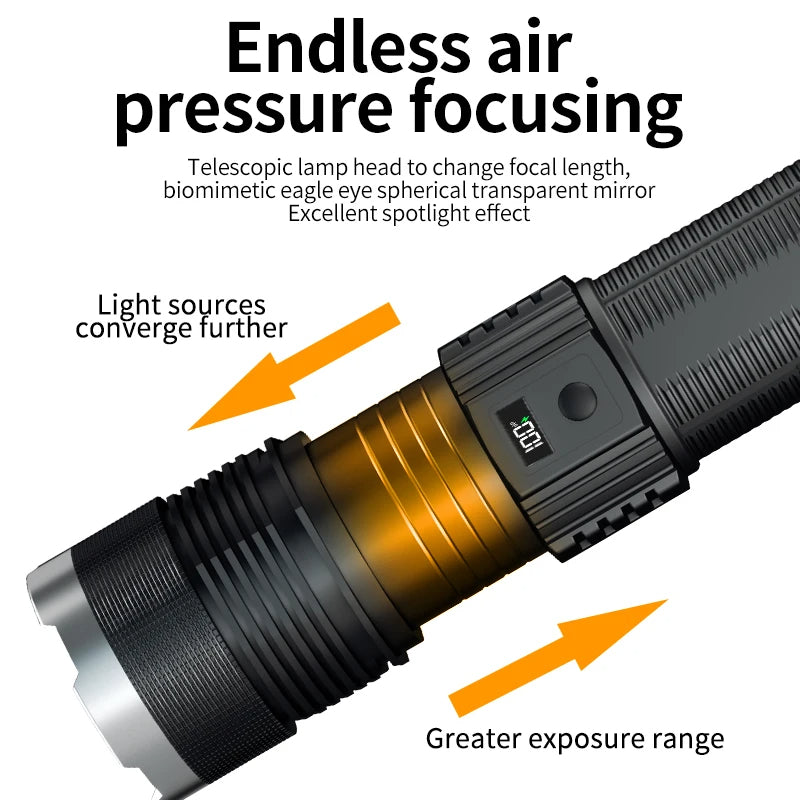 Zoomable Waterproof Long-Range Diving Rechargeable Laser LED Flashlight