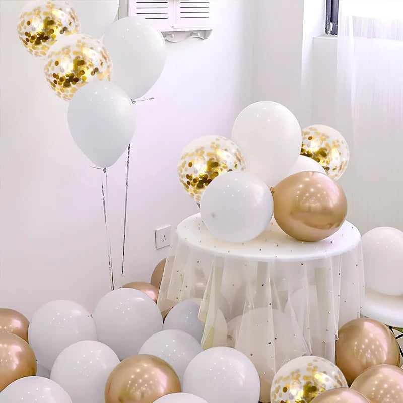 TLX White & Gold Balloon Garland Kit – Arch Decoration for Weddings, Baby Showers & Birthdays