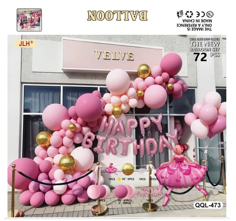 Happy Birthday Balloon Chain – Party Decoration Set for Festive Celebrations