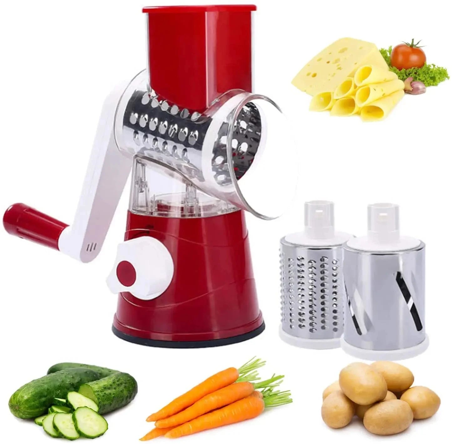 Manual Vegetable Cutter & Grater – Hand Crank