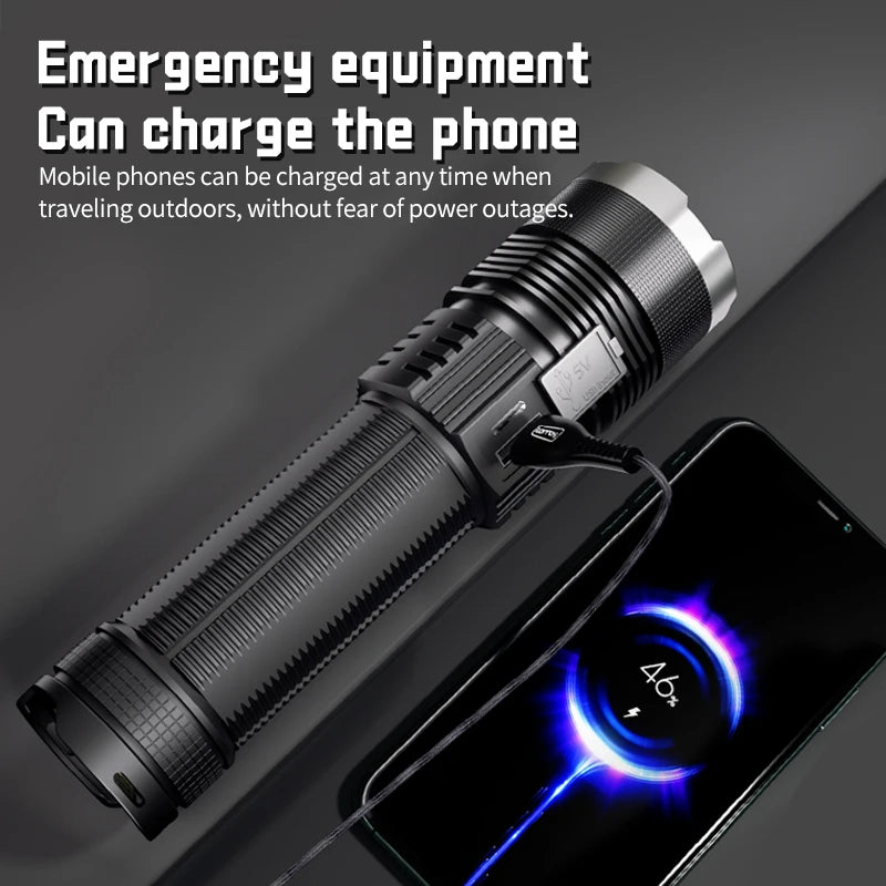 Zoomable Waterproof Long-Range Diving Rechargeable Laser LED Flashlight