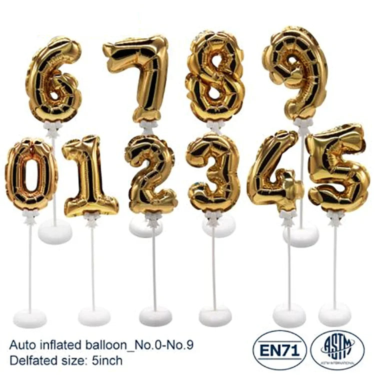 Mini Self-Inflating Number Foil Balloons – 0–9 Party Decorations for Kids’ Birthdays & Celebrations