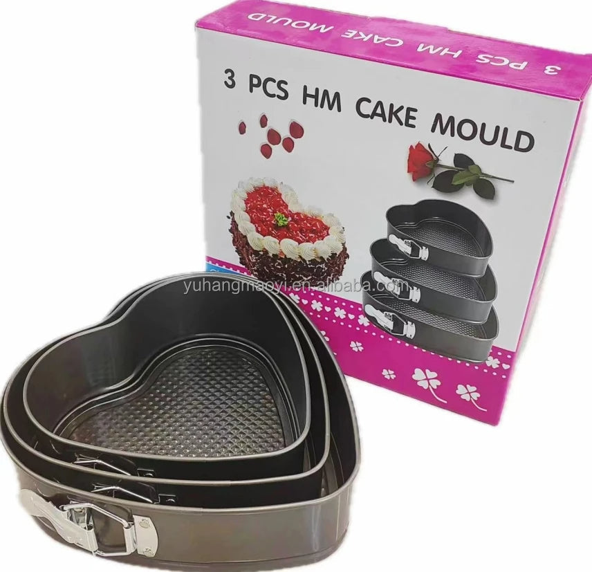 Non-Stick Cake Mold Set – Round, Heart & Square Baking Pans (18cm to 28cm)