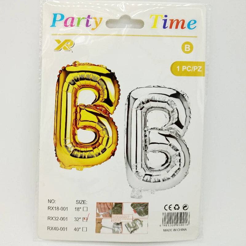 Letter Foil Balloons – A–Z Alphabet Balloons with Card Packaging for Birthday & Party Decorations