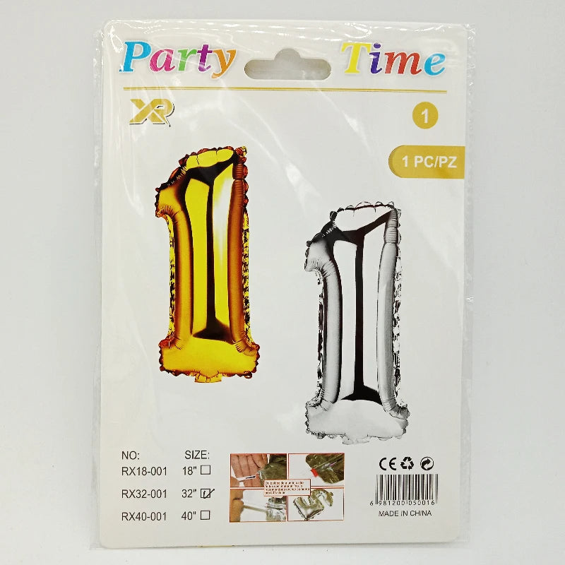 Number Foil Balloons – 0–9 Balloons with Card Packaging for Birthday & Party Decorations