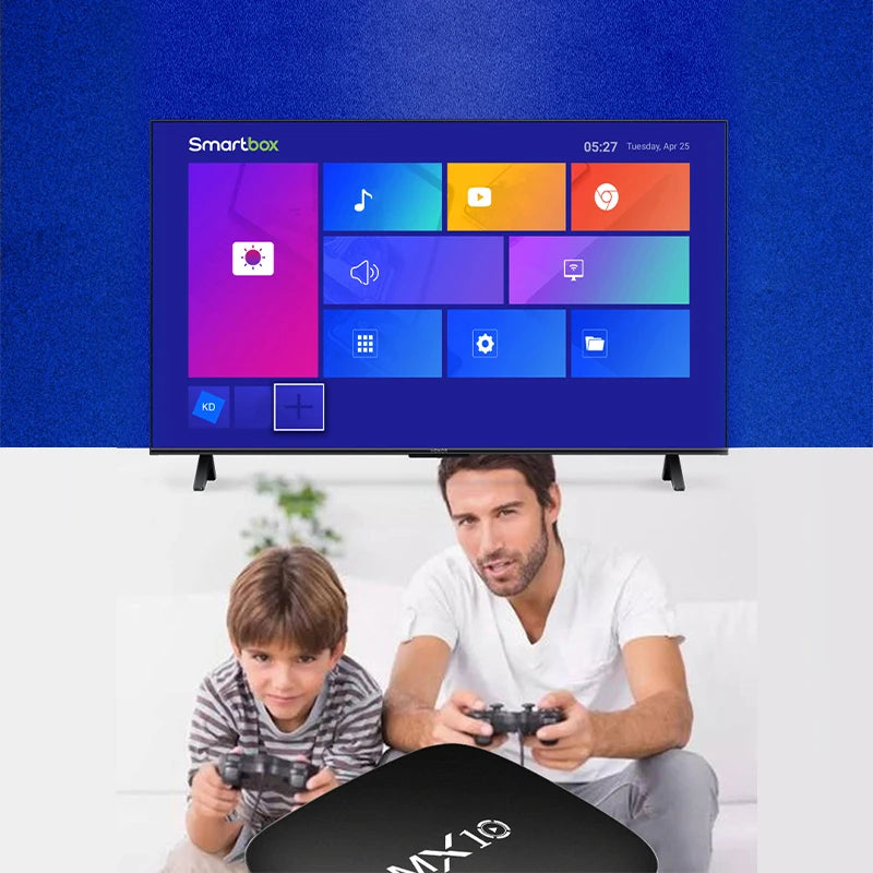 Android TV Box MX10 – 4K Smart Set-Top Box with Quad-Core Processor, 1GB RAM + 8GB ROM, Wi-Fi