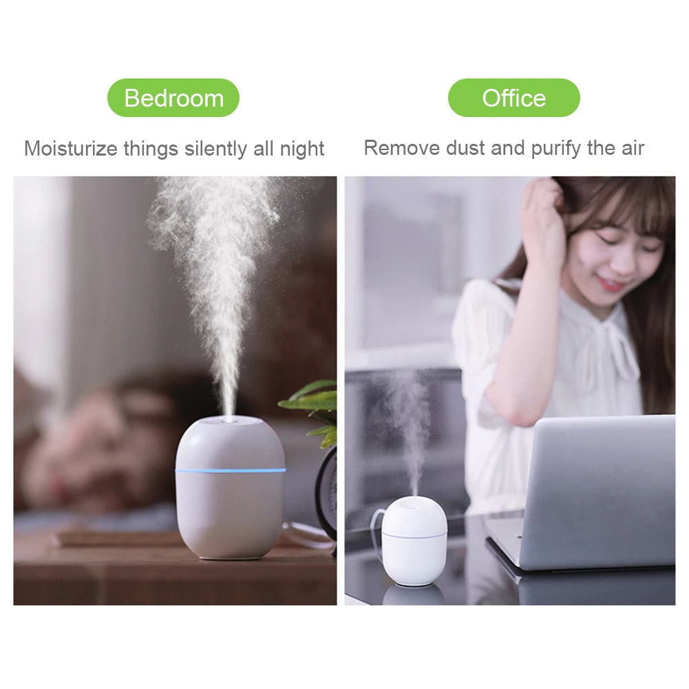 Air Humidifier with LED Ambient Light – USB Rechargeable Aromatherapy Essential Oil Diffuser and Air Purifier