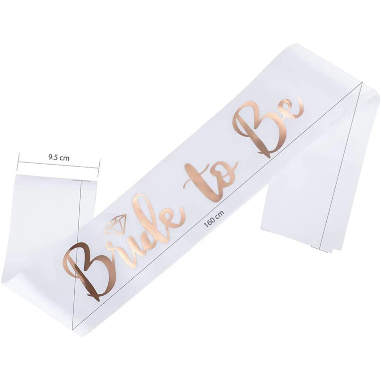 Rose Gold Bride Headband & "Bride to Be" Sash Set – Bachelorette Party Decoration Kit