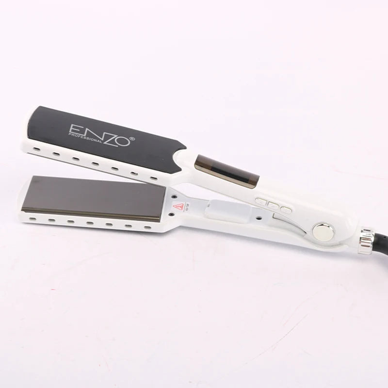 ENZO 2024 Professional Titanium Flat Iron Hair Straightener – LCD Display for Protein Straightening