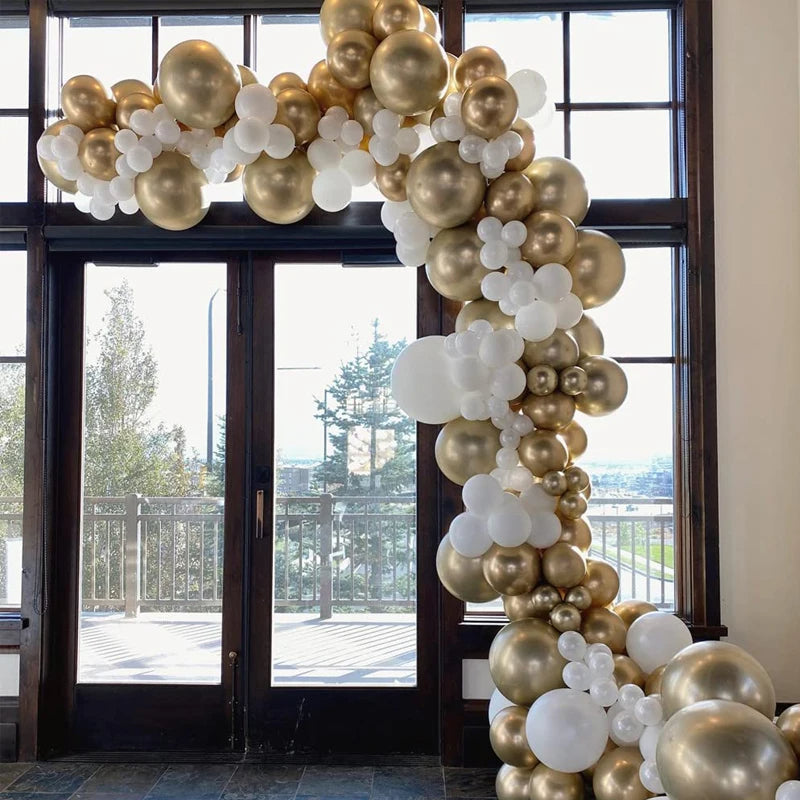 TLX White & Gold Balloon Garland Kit – Arch Decoration for Weddings, Baby Showers & Birthdays