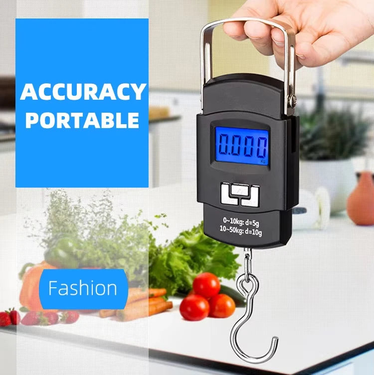 Portable Digital Luggage Scale – 50kg Electronic Travel Hanging Scale