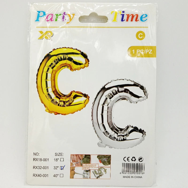 Letter Foil Balloons – A–Z Alphabet Balloons with Card Packaging for Birthday & Party Decorations