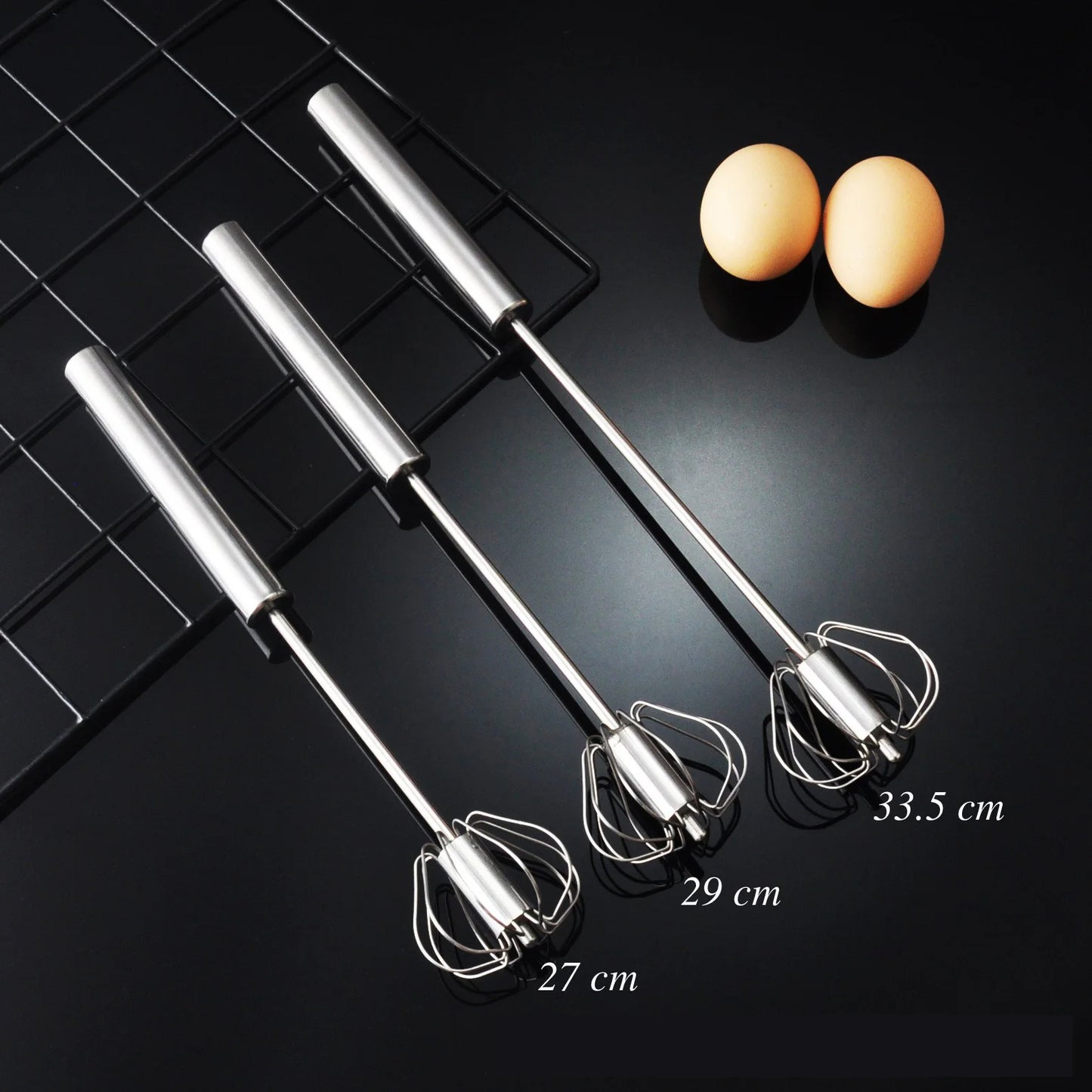 Stainless Steel Semi-Automatic Egg Whisk Hand Push Rotary Blender