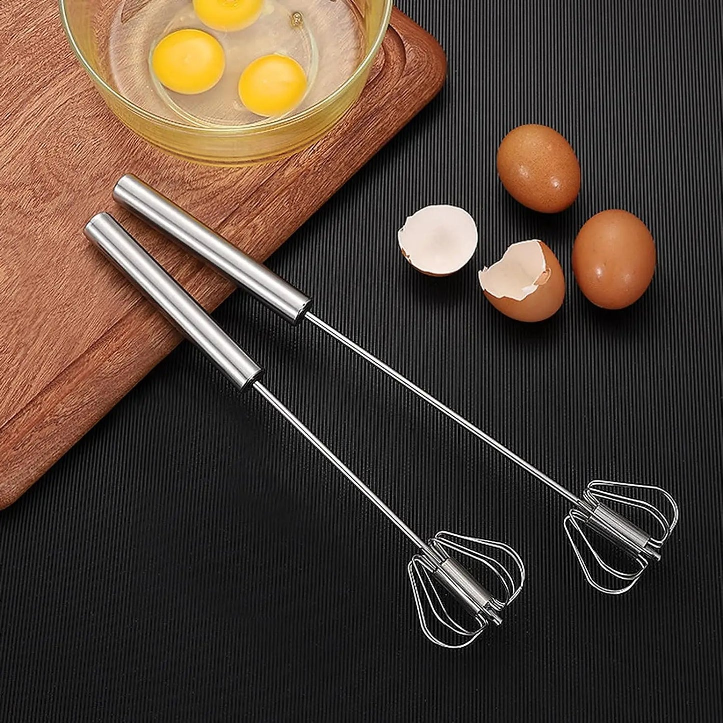 Stainless Steel Semi-Automatic Egg Whisk Hand Push Rotary Blender