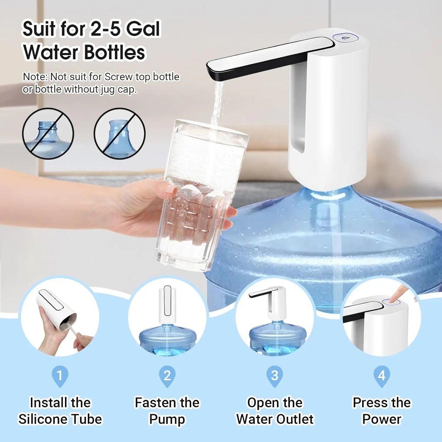 Foldable Electric Water Pump – Portable & Rechargeable Water Dispenser