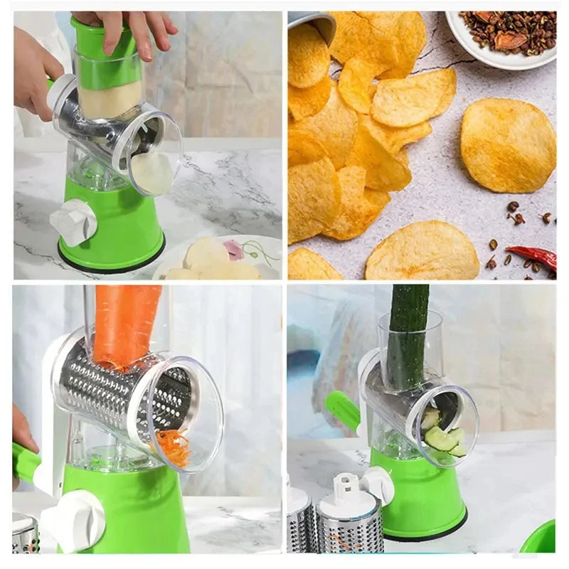 Manual Vegetable Cutter & Grater – Hand Crank