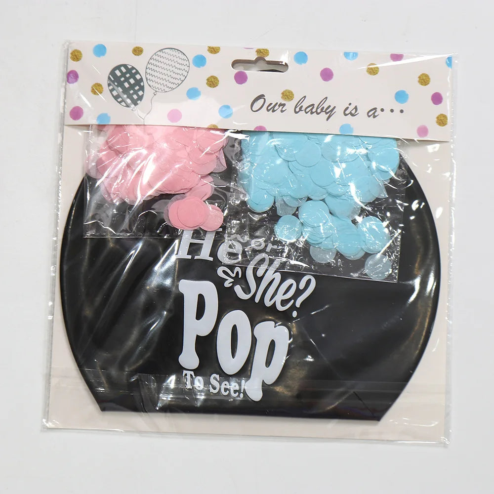 "Boy or Girl?" Black Confetti Balloon – Gender Reveal Party Decoration for Baby Showers